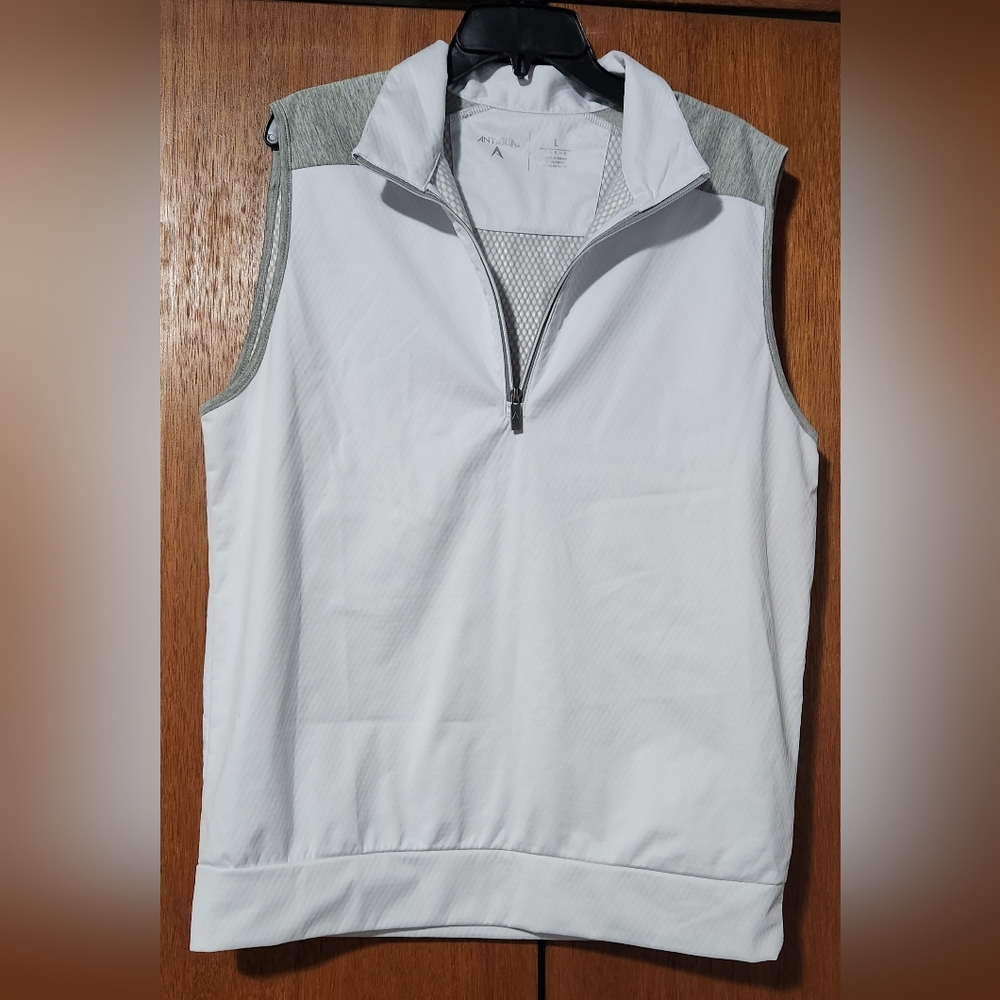 Antigua White and Gray Golf Element Vest Mens Large Nwot